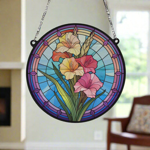 Gladiolus Stained Glass Effect Suncatcher